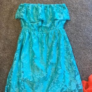 Teal lace dress